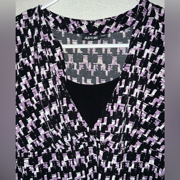 ❄️ APT 9 1/2 SLEEVE PURLE AND BLACK BLOUSE SIZE MEDIUM - Picture 4 of 6